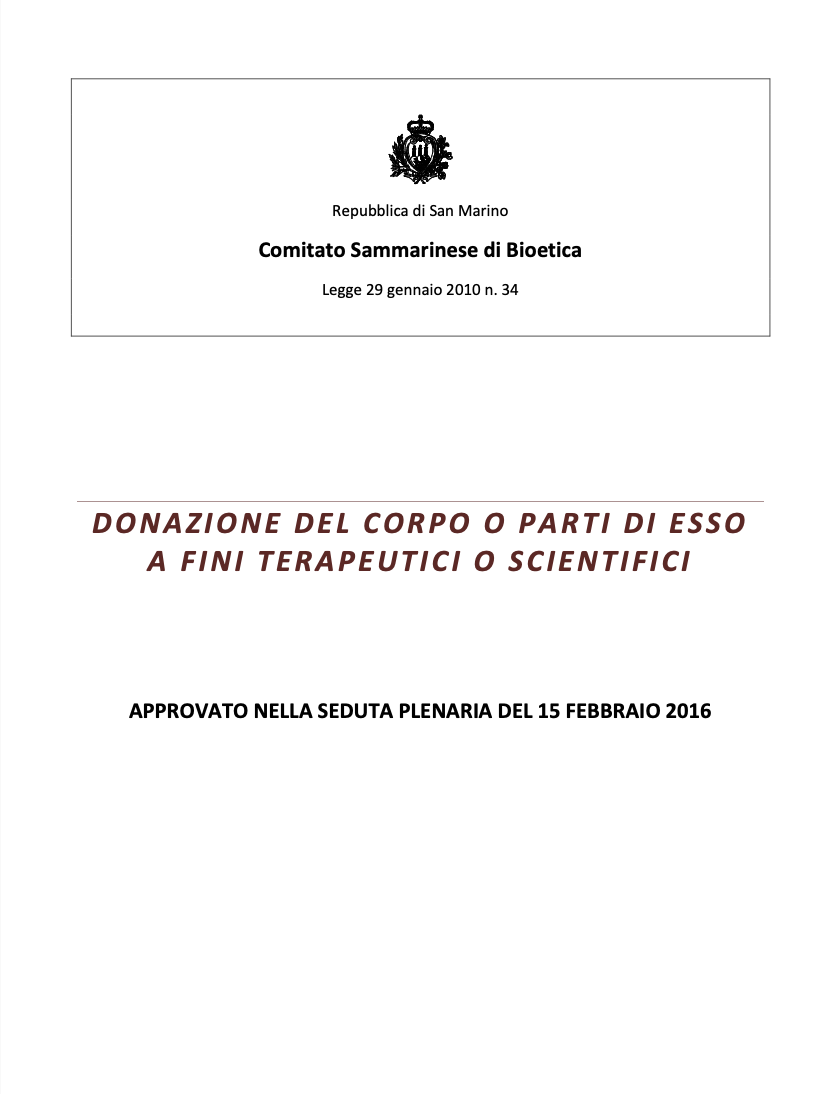 D ON A ZI O N E A F I N I D E L C O R P O T ER A P EUT I C I O P A R T I DI O S C I EN T I F I C I