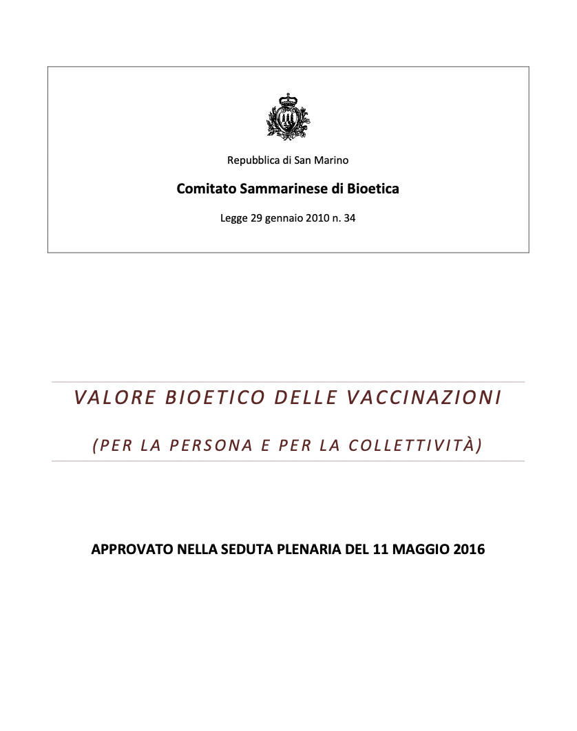 Valore bioetico delle vaccinazioni