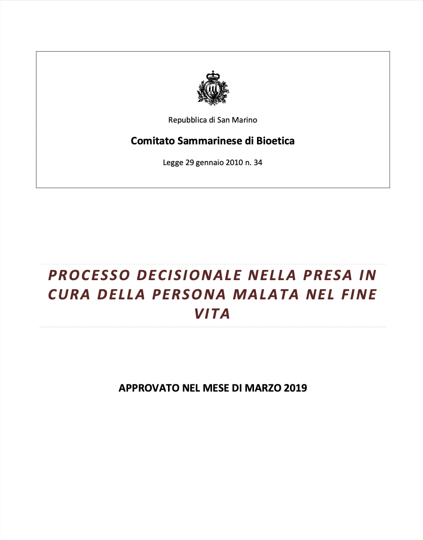 Processo decisionale presa in cura persona malata nel fine vita