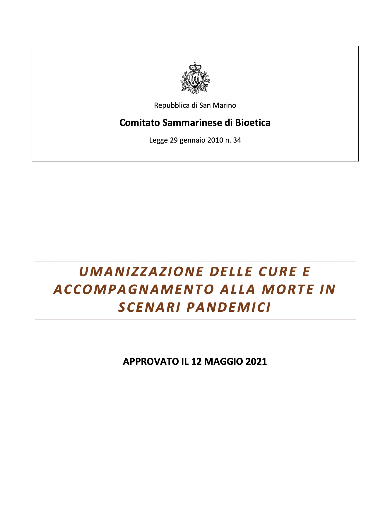 Umanizzazione delle cure e accompagnamento alla morte in scenari pandemici