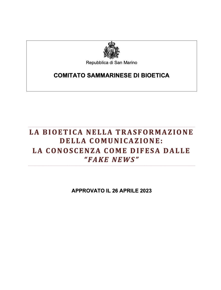 La Bioetica nella trasformazione della comunicazione: la conoscenza come difesa dalle "Fake News"