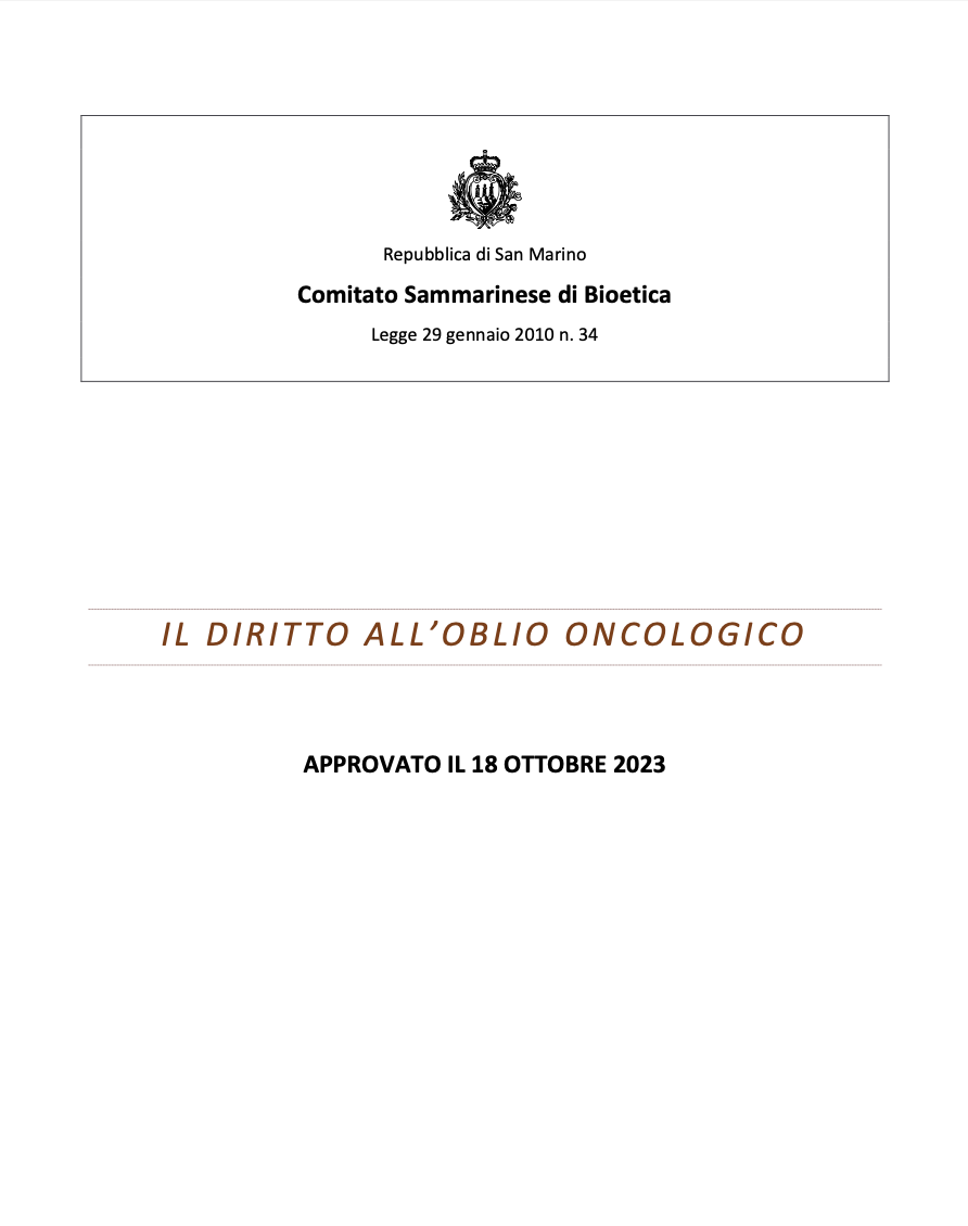 Il diritto all'oblio oncologico